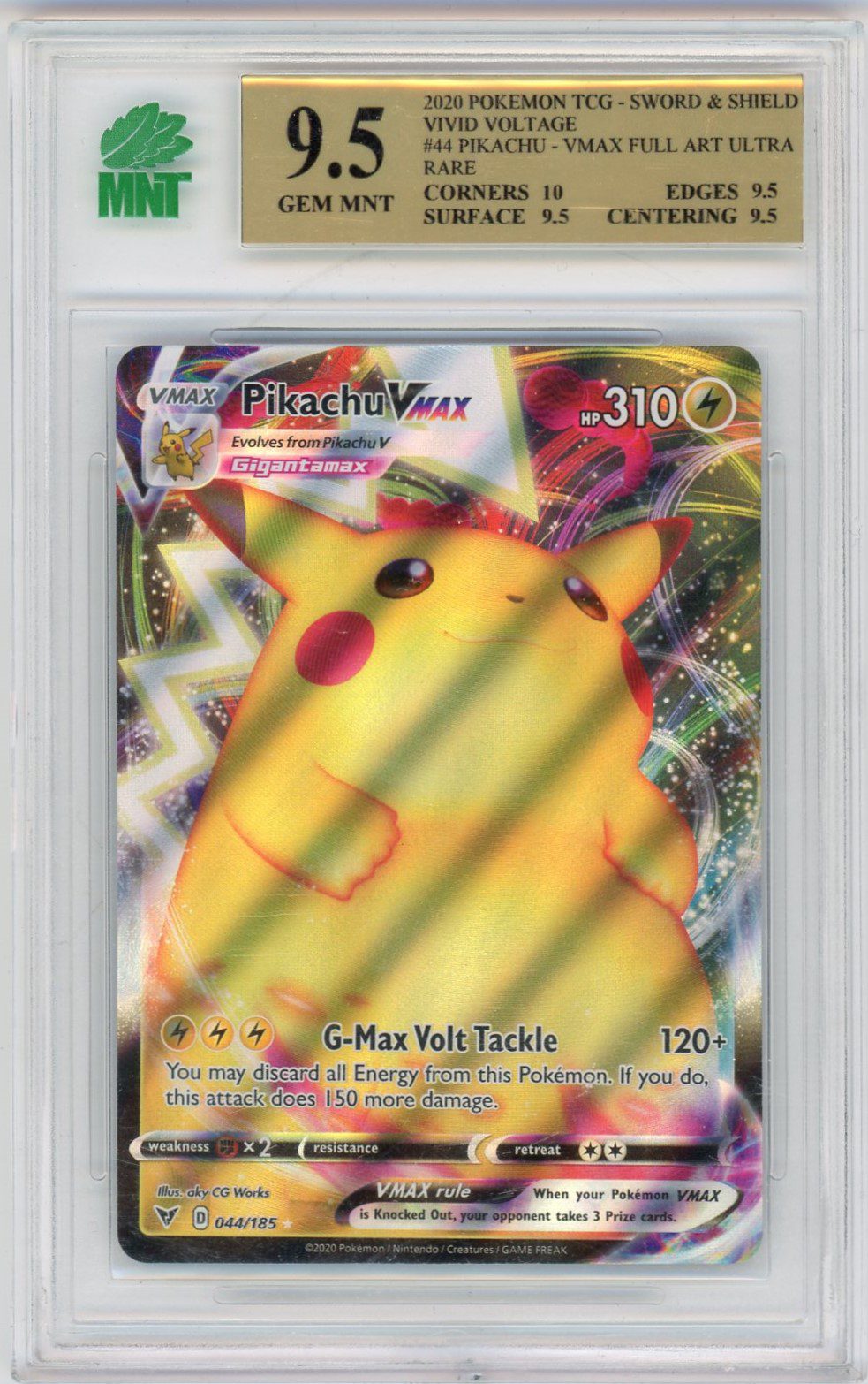 Pikachu Vmax Pokemon Vivid Voltage Full Art Ultra Rare 044 185 MNT 9 5