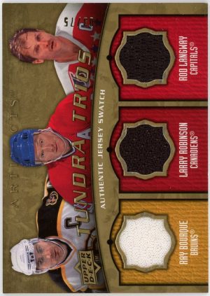 Bourque, Robinson, Langway 2008-09 UD Artifacts Tundra Trios Jersey Card /75 #T3-LBR