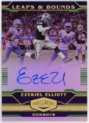Ezekiel Elliott 2020 Panini Plates & Patches Leaps & Bonds Green Auto /10 #LB-EE