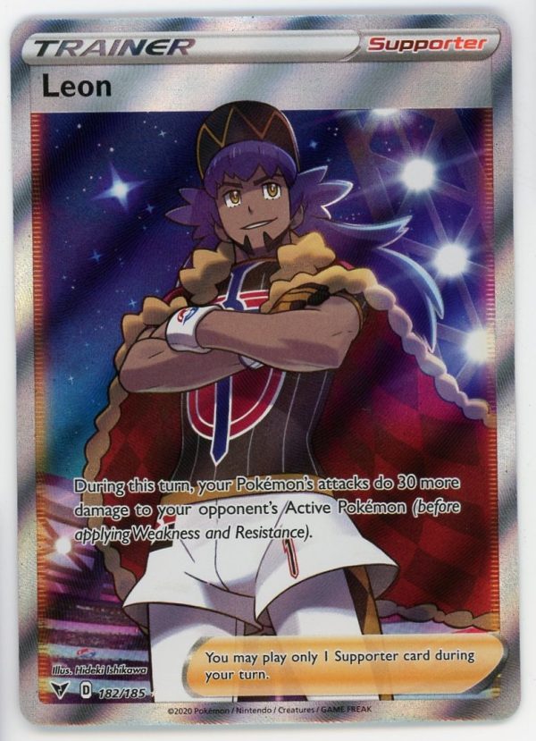 Pokemon Leon Trainer Full Art 182/185 Ultra Rare Vivid Voltage NM