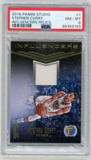 2016 Steph Curry Studio Influencers Relics Game Worn Jersey PSA 8