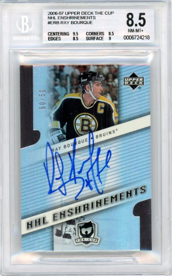 Ray Bourque 2006-07 UD The Cup NHL Enshrinements Auto /50 #E-RB BGS 8.5