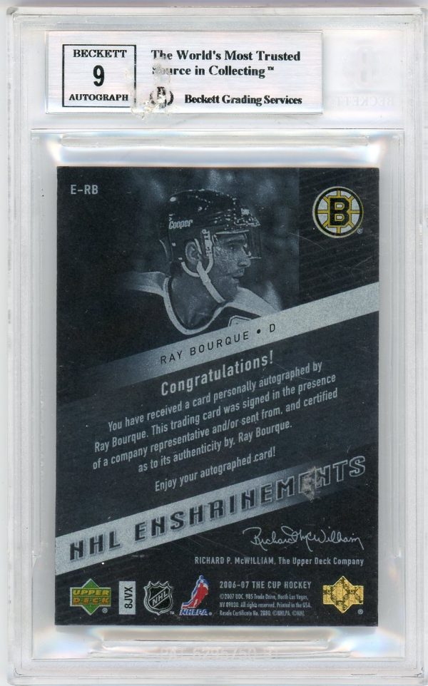 Ray Bourque 2006-07 UD The Cup NHL Enshrinements Auto /50 #E-RB BGS 8.5