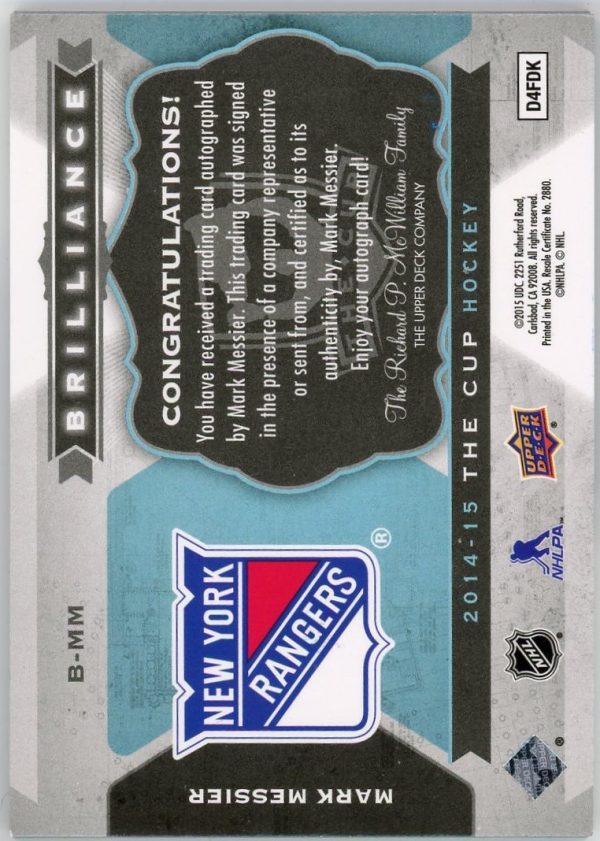 Mark Messier 2014-15 UD The Cup Brilliance Auto #B-MM