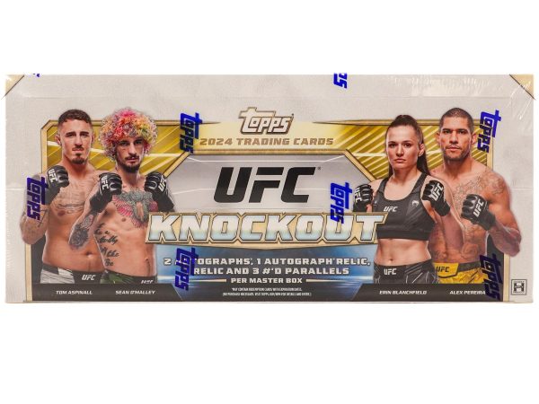 Each 2024 Topps UFC Knockout Hobby Box contains 2 Autographs, 1 Autograph Relic, 1 Relic Card, 3 Numbered Parallels and 4 Inserts per box on average!