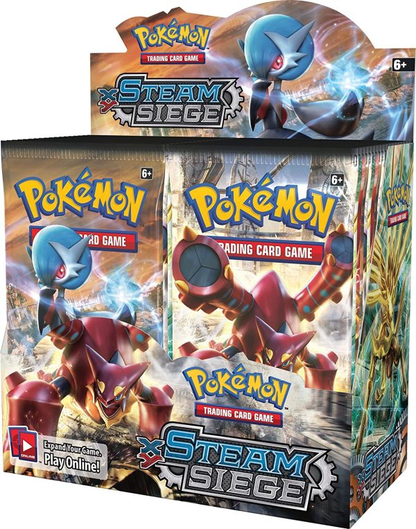 Long years of stability come to an end when shiny mega Gardevoir-EX lays siege to the mighty gear palace with a host of greedy forces. The mythical steam pokémon Volcanion must wield the dual powers of fire and water to stop them. as the battle rages, Xerneas break and Yveltal break face off in the pokémon TCG: xy—steam siege expansion.
