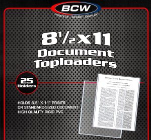 BCW 8-1/2" X 11" Document Toploader 25 Pack