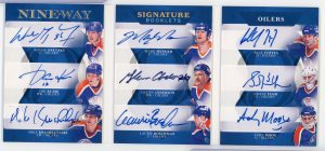 Gretzky, Messier, Coffee, Kurri, etc Nine Way Oilers Signature Booklet 2017-18 UD #9W-EO