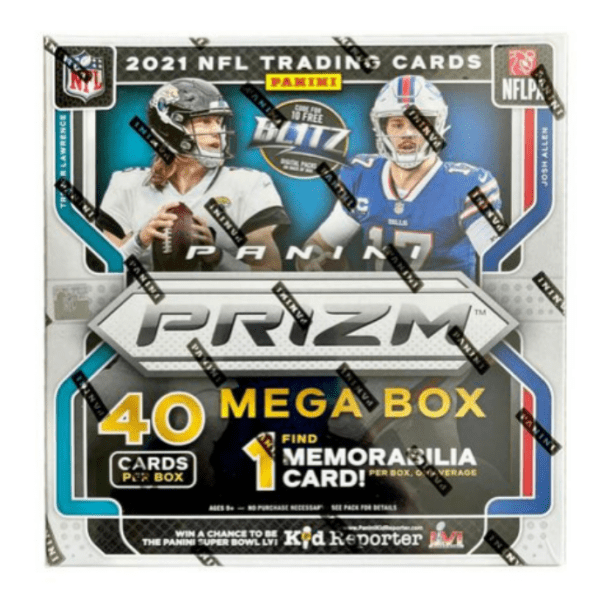 Prizm returns to retail with a wide offering of SKUs! Look for exclusive content across all retail configurations! Hunt for the extremely popular Base and Rookies Red Prizms and Blue Prizms in the Blaster! Find a huge 440-card base set that features 330 veterans and 110 of the newest rookies! Look for a mix of familiar and new inserts that include: • Fireworks, featuring some of the most exciting players in the NFL! • Hype, a photo-driven insert with stars in exuberant poses! • Prizm Break, Brand new set for 2021. • New Recruits, featuring the top rookies of the 2021 draft. • Brilliance, featuring superstars of the NFL • Emergent, showcasing some of the hottest emerging talent in the league Prizm returns to retail with a wide offering of SKUs! Look for exclusive content across all retail configurations! Hunt for the extremely popular Base and Rookies Red Prizms and Blue Prizms in the Blaster! Find a huge 440-card base set that features 330 veterans and 110 of the newest rookies! Look for a mix of familiar and new inserts that include: • Fireworks, featuring some of the most exciting players in the NFL! • Hype, a photo-driven insert with stars in exuberant poses! • Prizm Break, Brand new set for 2021. • New Recruits, featuring the top rookies of the 2021 draft. • Brilliance, featuring superstars of the NFL • Emergent, showcasing some of the hottest emerging talent in the league Each Mega Box Contains: • 4 cards per Pack • 10 Packs per Box • On average, every Mega Box will deliver 1 EXCLUSIVE Green Pulsar Memorabilia, 3 Base Prizm Neon Green Pulsar, 2 Rookie Prizm Neon Green Pulsar, 1 Base or Rookie Prizm Silver, 10 Rookies, 2 Inserts. 4 Autographs Per Case.
