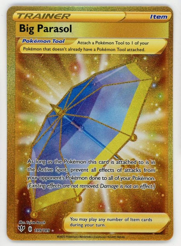 Pokemon Big Parasol 199/189 Darkness Ablaze Gold Secret Rare NM