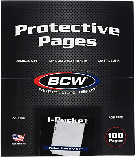 BCW 1-Pocket Protective Pages - 100 Pages