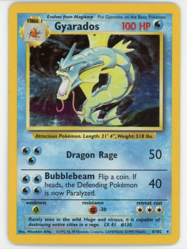 Gyarados Pokemon Base Set Unlimited Holo 6/102