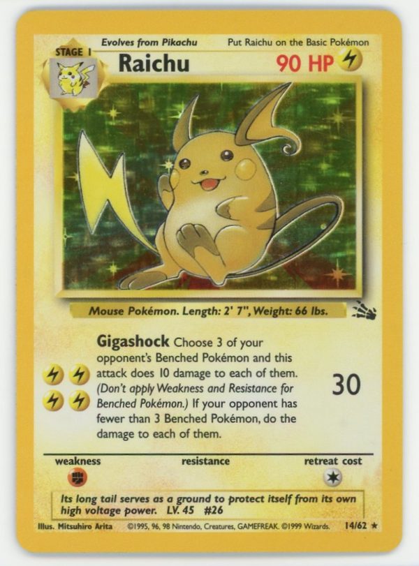 Raichu Pokemon Fossil Holo 14/62