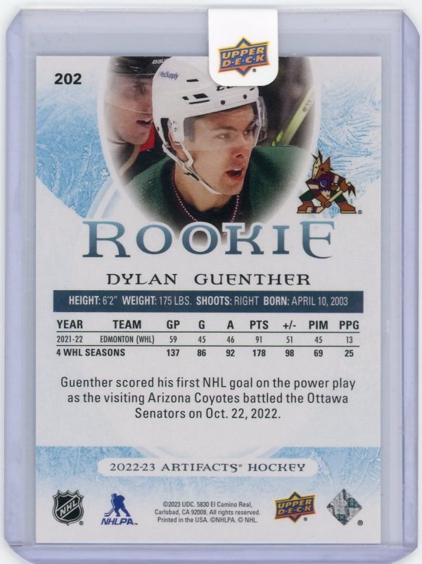 Dylan Guenther 2022-23 Upper Deck Artifacts Rookie Card /999 #202