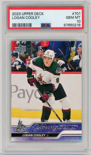 Logan Cooley 2023-24 Upper Deck Young Guns Rookie Card #701 PSA 10