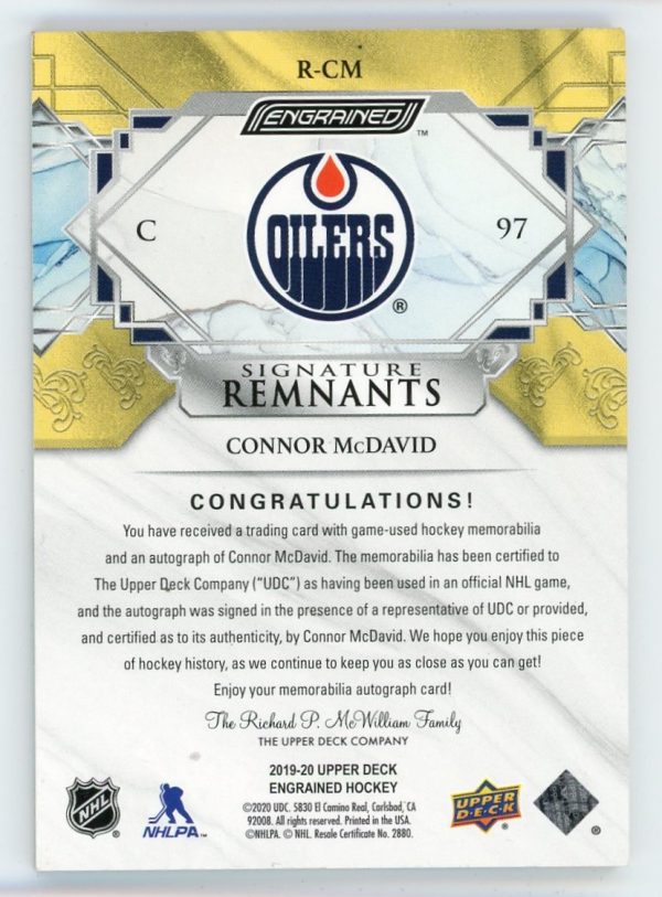 Connor McDavid 2019-20 Engrained Signature Remnants Auto 04/15