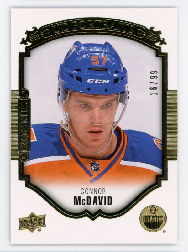 Connor McDavid 2015-16 Upper Deck Portraits Rookies Gold 16/99 RC #P-100