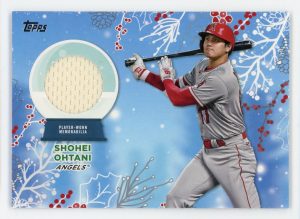 Shohei Ohtani 2023 Topps Holiday Mega Player-Worn Jersey Card #RC-SO