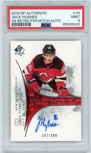 Jack Hughes 2019-20 SP Authentic Retro Future Watch Auto /399 PSA 9