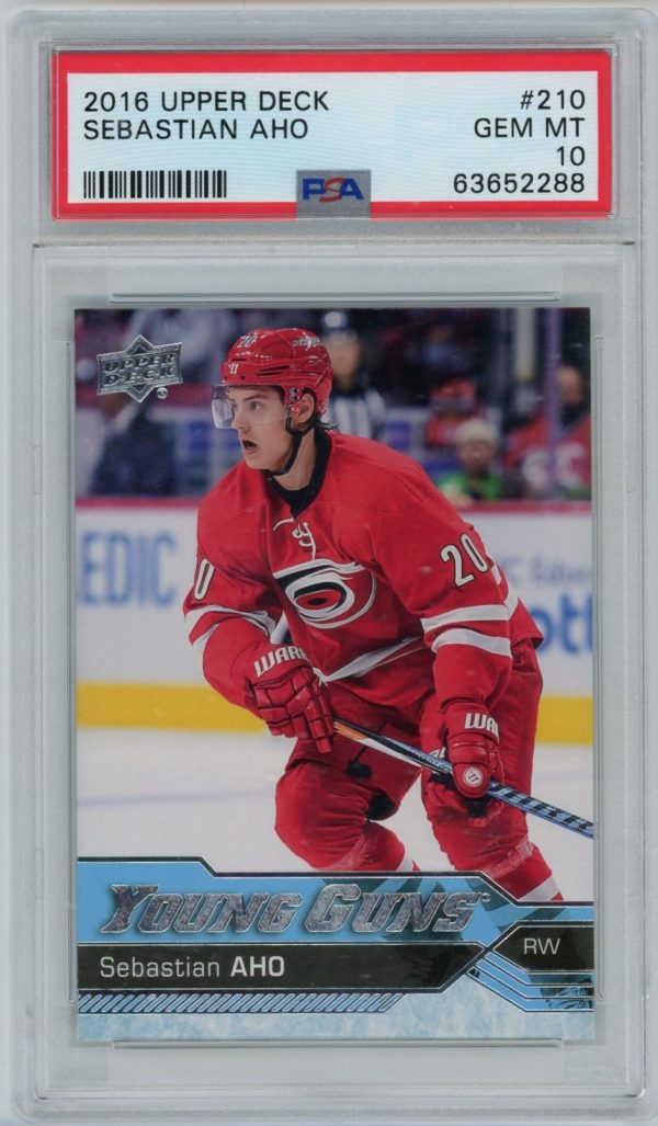 Sebastian Aho 2016-17 Upper Deck Young Guns Rookie Card #210 PSA 10