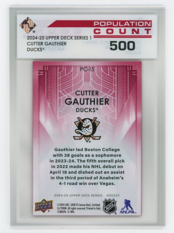 Cutter Gauthier 2024-25 Upper Deck Population Count 500 RC #PC-15