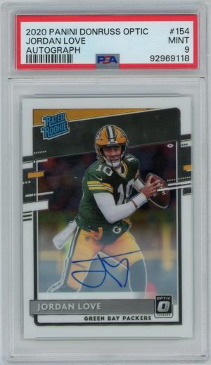 Jordan Love 2020 Panini Donruss Optic Rated Rookie Auto 137/150 #154 PSA 9