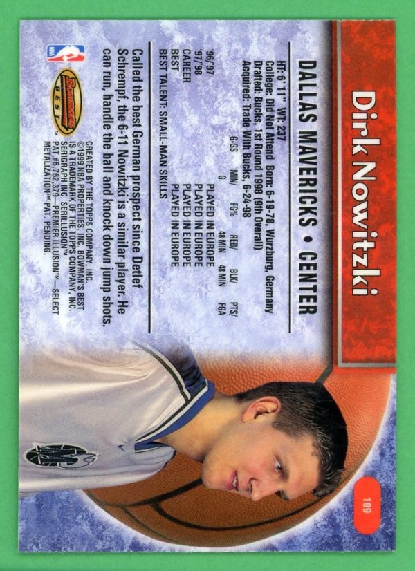 Dirk Nowitzki 1999 Bowman's Best Rookie Card #109