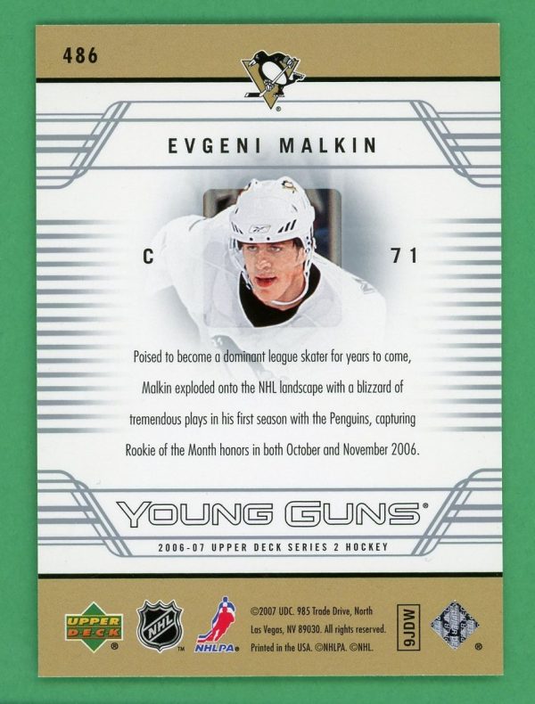 Evgeni Malkin 2006-07 Upper Deck Young Guns Rookie Card #486