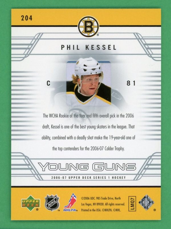 Phil Kessel 2006-07 Upper Deck Young Guns Rookie Card #204