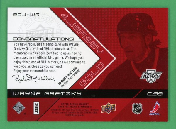 Wayne Gretzky 2008-09 Black Diamond Quad Jersey 029/100 #BDJ-WG