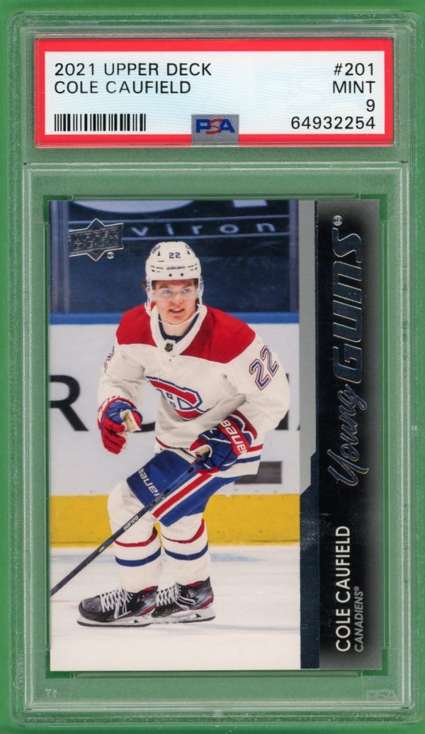 Cole Caufield 2021-22 Upper Deck Young Guns Rookie Card #201 PSA 9