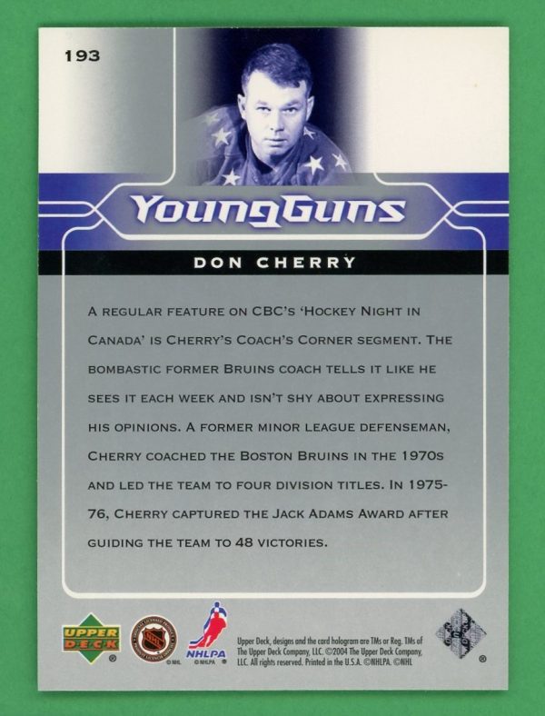 Don Cherry 2004-05 Upper Deck Young Guns Flashback SP #193