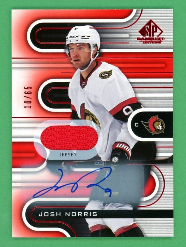 Josh Norris 2022-23 SP Game Used Jersey Auto 10/65 #89