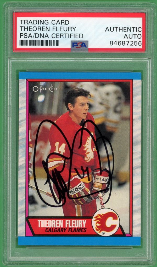 Theo Fleury 1989-90 O-Pee-Chee Rookie Card #232 PSA AUTO AUTH (B)