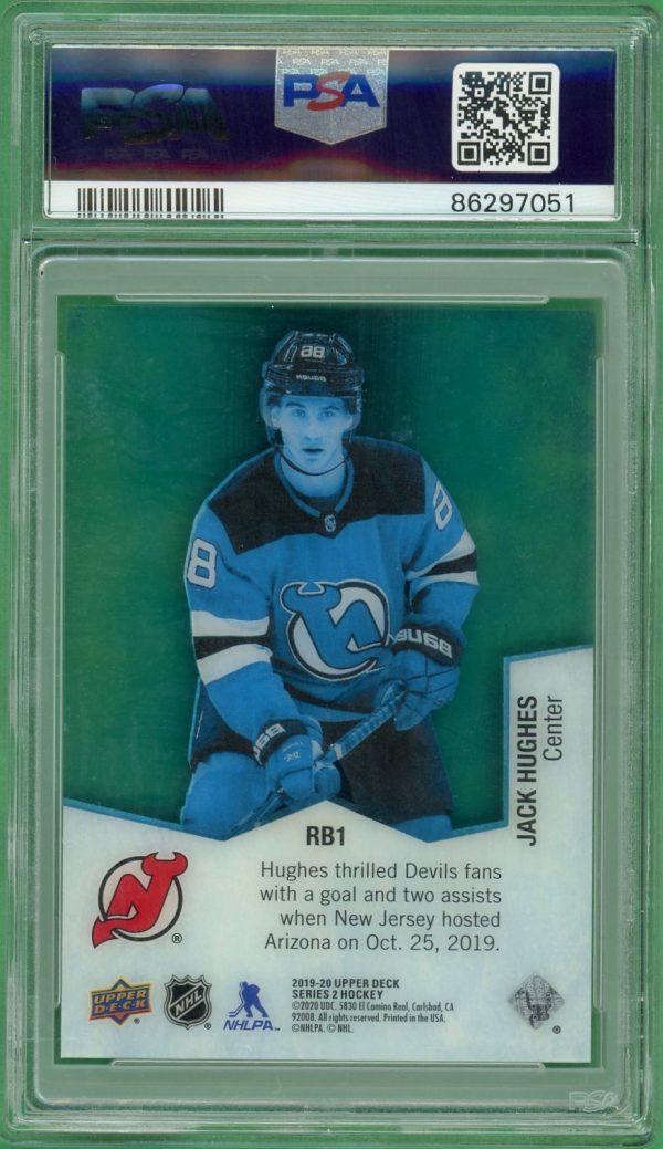 Jack Hughes 2019-20 Upper Deck Rookie Breakouts /100 PSA 9 POP 8