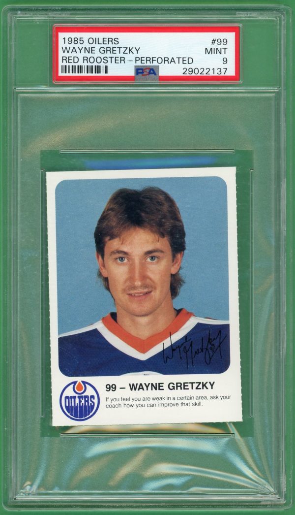 Wayne Gretzky 1985 Oilers Red Rooster Perforated #99 PSA 9 MINT