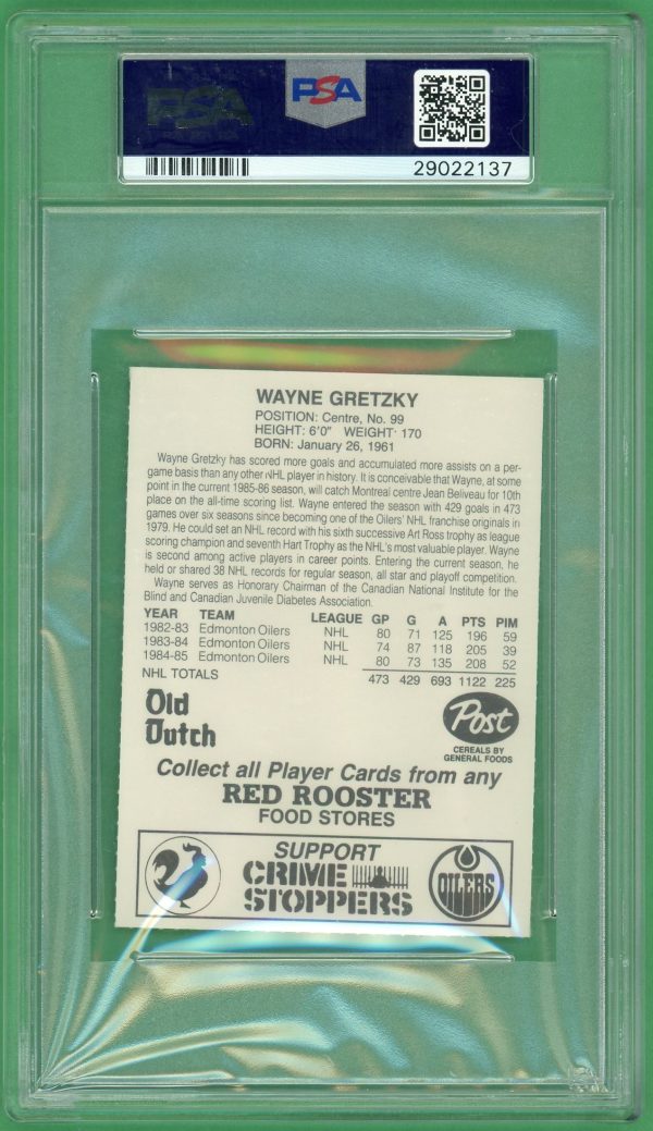 Wayne Gretzky 1985 Oilers Red Rooster Perforated #99 PSA 9 MINT