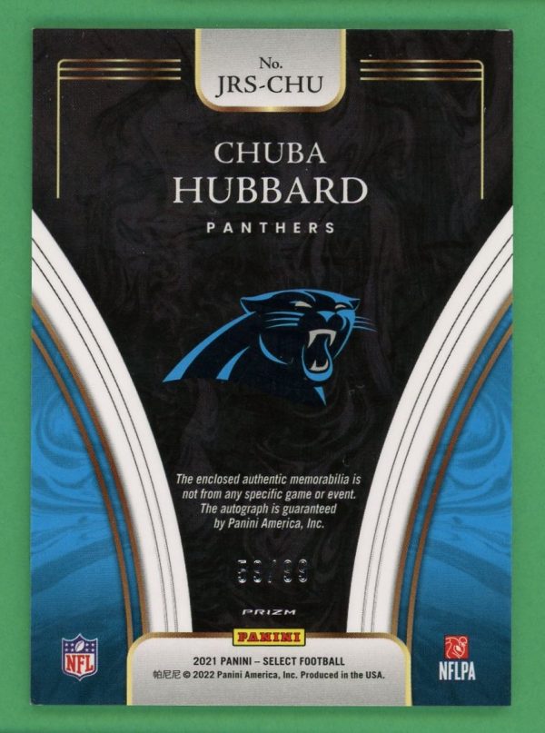 Chuba Hubbard 2021 Panini Select Jersey Auto RPA 59/99 #JRS-CHU