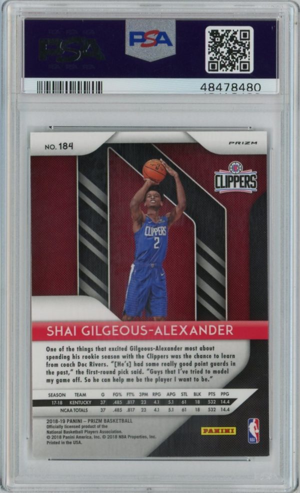 Shai Gilgeous-Alexander 2018-19 Panini Prizm Red Ice RC #184 PSA 10