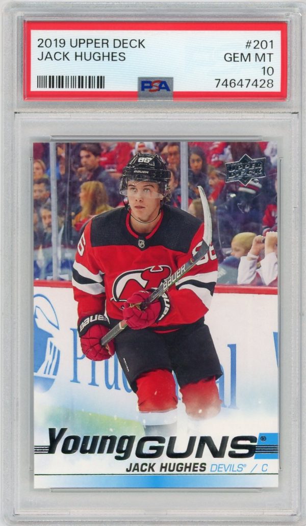 Jack Hughes 2019-20 Upper Deck Young Guns Rookie Card #201 PSA 10