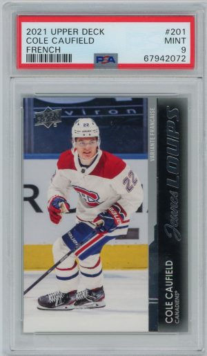 Cole Caufield 2021-22 Upper Deck Young Guns French RC #201 PSA 9