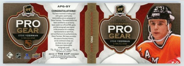 Steve Yzerman 2016-17 The Cup Autographed Pro Gear All-Star Booklet 03/12