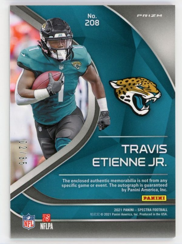 Travis Etienne Jr. 2021 Panini Spectra Neon Green RPA 02/35 #208