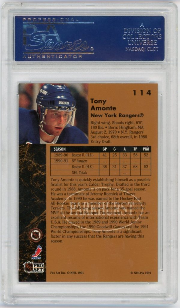 Tony Amonte 1991-92 Parkhurst Rookie Card #114 PSA/DNA Auto