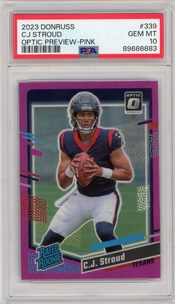 CJ Stroud 2023 Donruss Rated Rookie Optic Preview Pink #339 PSA 10