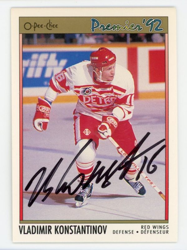 Vladimir Konstantinov 1992-93 O-Pee-Chee Premier Auto JSA Cert