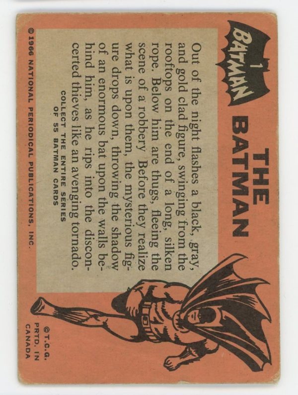 The Batman 1966 Topps Batman Rookie Card #1 (Orange Back)