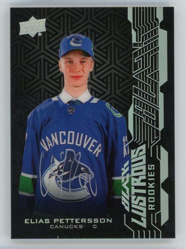 Elias Pettersson 2018-19 UD Black Lustrous Rookies Auto RC #LR-EP