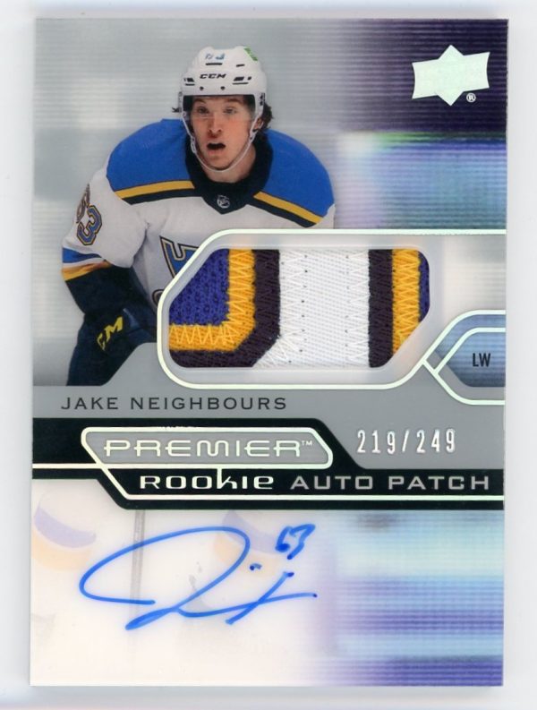 Jake Neighbours 2021-22 UD Premier Rookie Patch Auto /249 #AR-JN