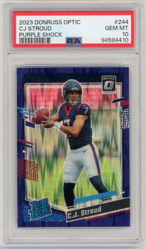 CJ Stroud 2023 Donruss Optic Purple Shock Rated Rookie #244 PSA 10